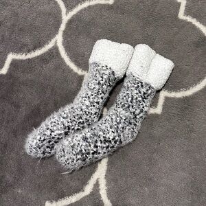 Cozy Gray and White Knit Socks